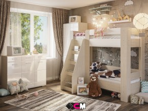 Детская Симба с двухъярусной кроватью белый глянец в Югорске - yugorsk.magazinmebel.ru | фото - изображение 1