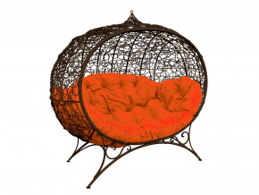 Кокон Улей на ножках с ротангом оранжевая подушка в Югорске - yugorsk.magazinmebel.ru | фото