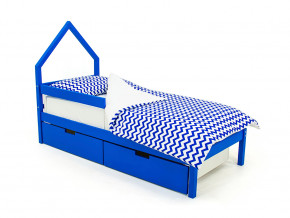 Кровать-домик мини Svogen с ящиками и бортиком синий в Югорске - yugorsk.magazinmebel.ru | фото