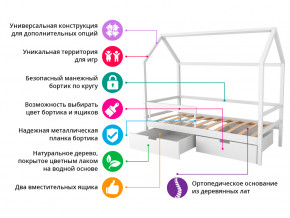 Кровать-домик Svogen с ящиками и бортиком белый в Югорске - yugorsk.magazinmebel.ru | фото - изображение 7