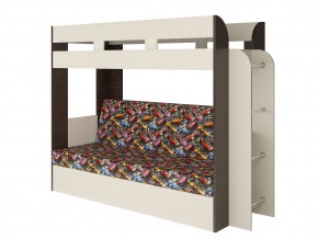 Кровать двухъярусная Карамель 75 венге ткань машинки в Югорске - yugorsk.magazinmebel.ru | фото - изображение 1