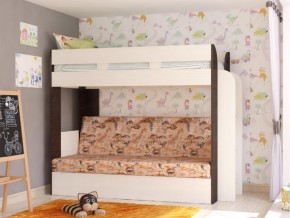 Кровать двухъярусная Карамель 75 венге ткань савана в Югорске - yugorsk.magazinmebel.ru | фото