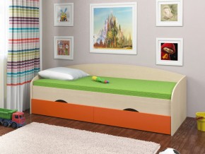 Кровать Соня 2 дуб молочный-оранжевый в Югорске - yugorsk.magazinmebel.ru | фото