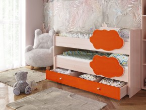 Кровать Соник с ящиком млечный дуб-оранж в Югорске - yugorsk.magazinmebel.ru | фото