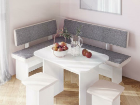 Кухонный уголок Парма Белый, ткань серая в Югорске - yugorsk.magazinmebel.ru | фото - изображение 3