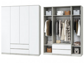 Шкаф для одежды четырехдверный Лори дуб серый, белый в Югорске - yugorsk.magazinmebel.ru | фото