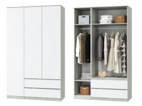 Шкаф для одежды трехдверный Лори дуб серый, белый в Югорске - yugorsk.magazinmebel.ru | фото